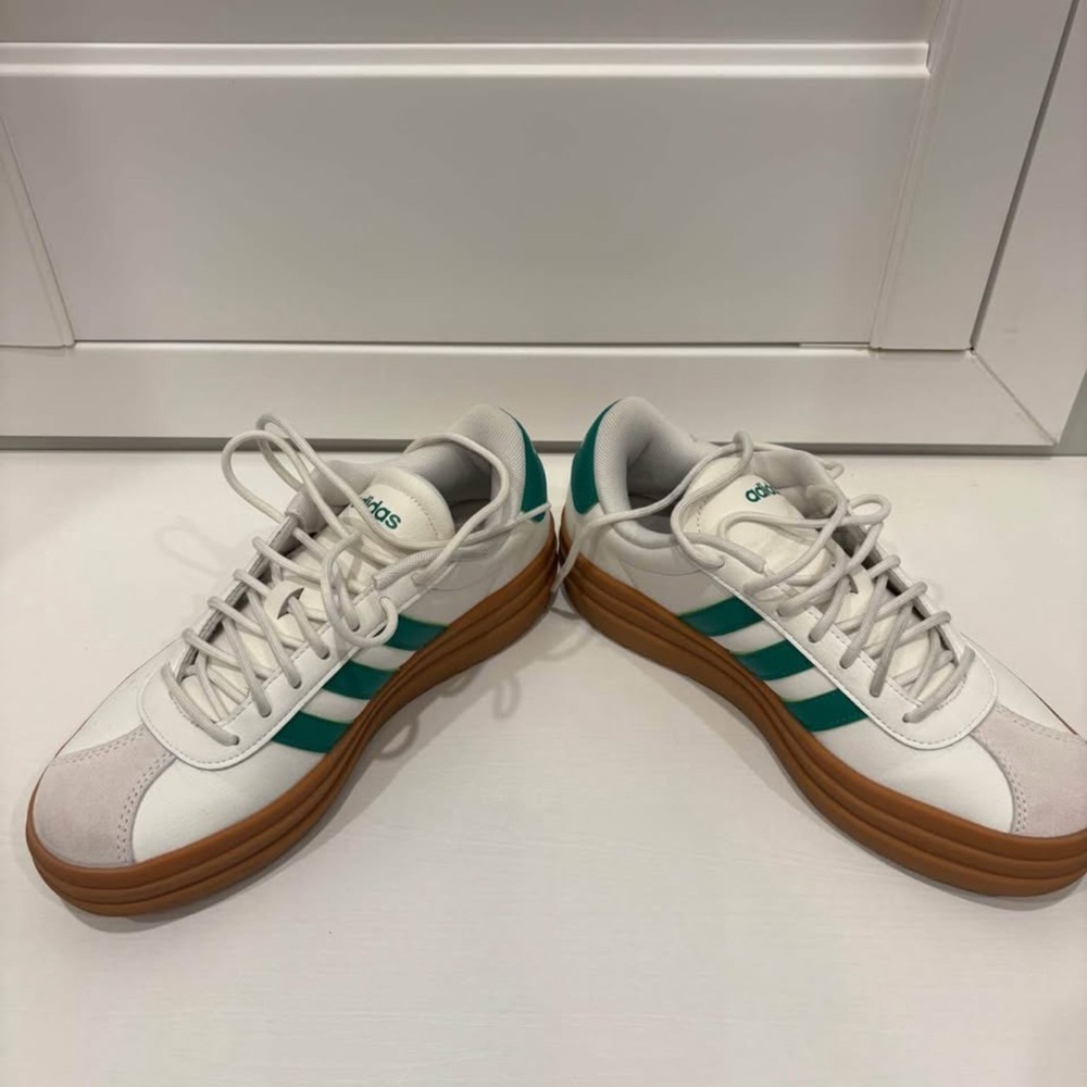 Adidas Court Bold- White and Teal Sneakers with Gum Sole